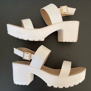 Chunky White Platform Sandals